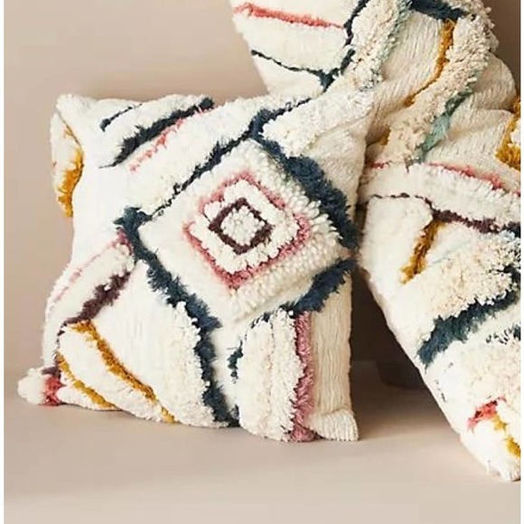 Anthropologie Other - Anthropologie Boho 18x18” Tufted Lulu Pillow Ivory
